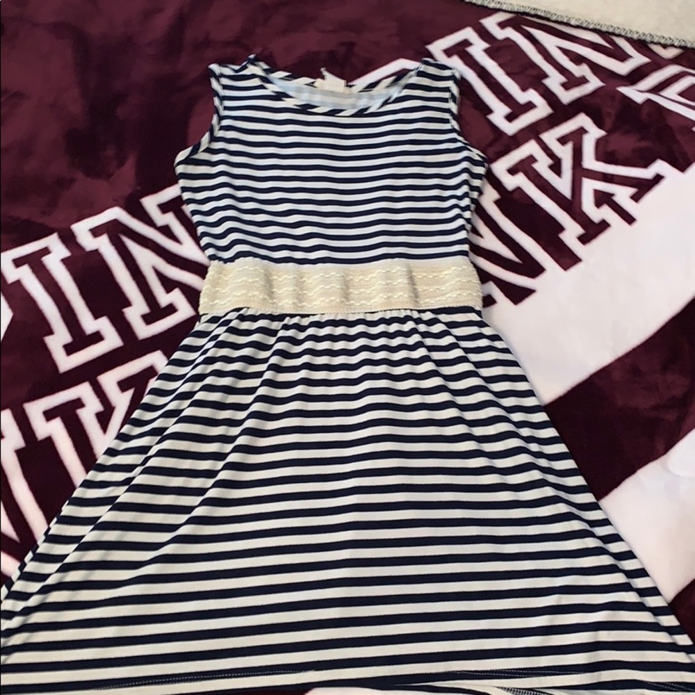 Navy blue and white dress